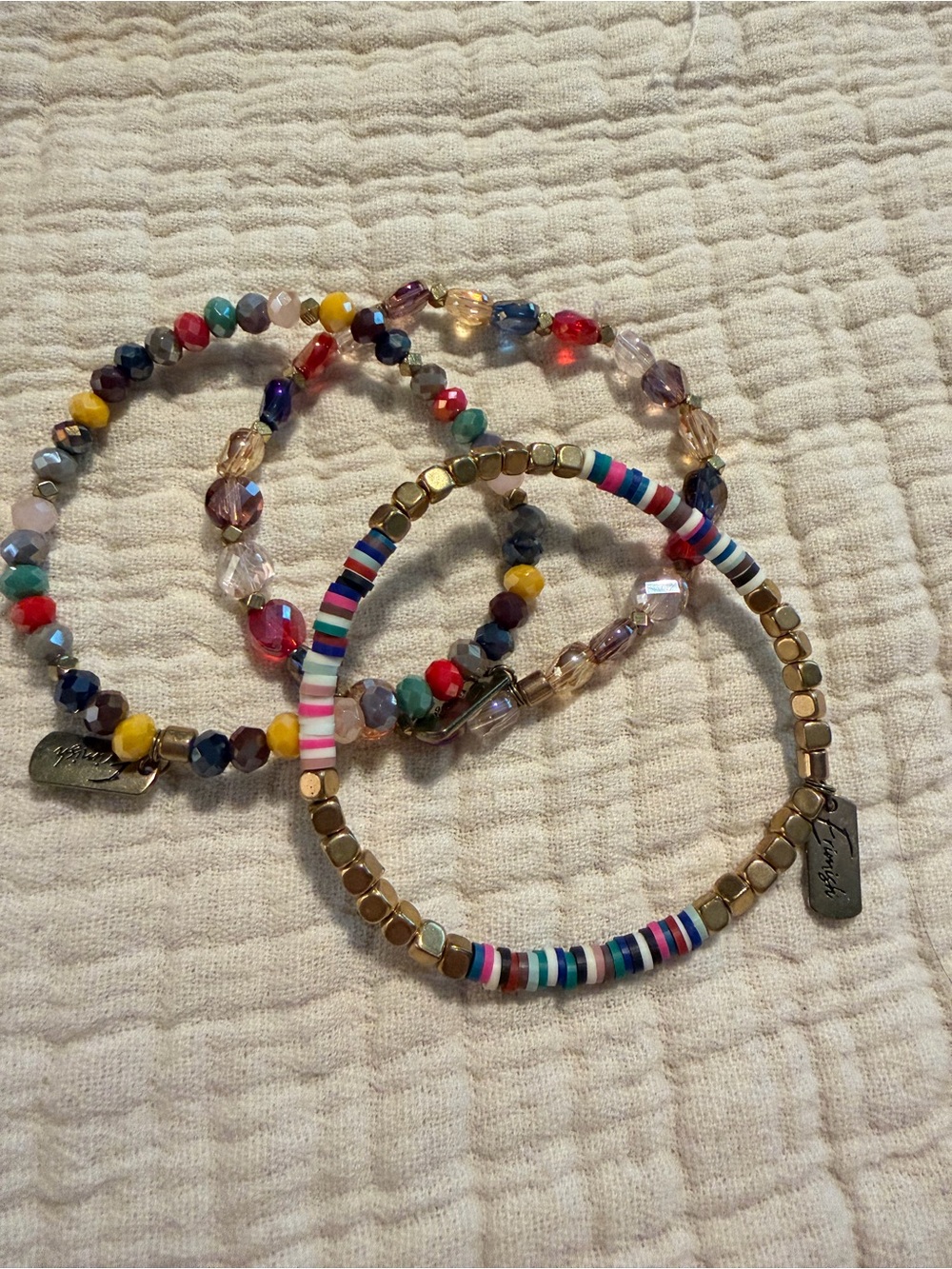 Ermish Extended Size Colorful Beaded Stretch Bracelet Set - Multi
